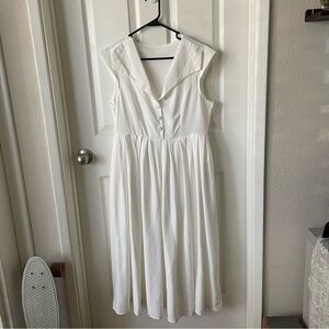 Vintage 1950s Style White Sleeveless Dress